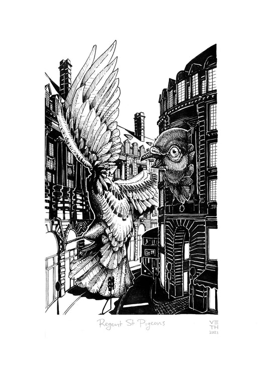 Regent Street Pigeons // Giclée Art Print