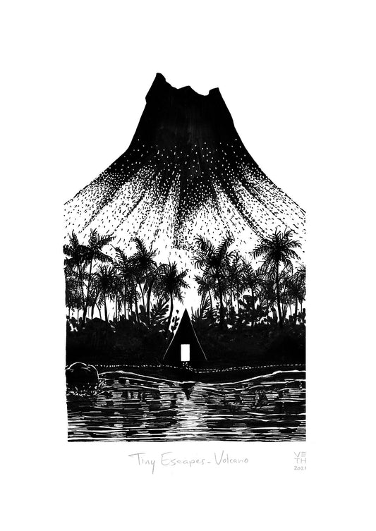 Tiny Escape Volcano // Giclée Art Print