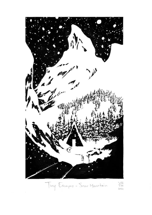 Tiny Escape Snow Mountain // Giclée Art Print